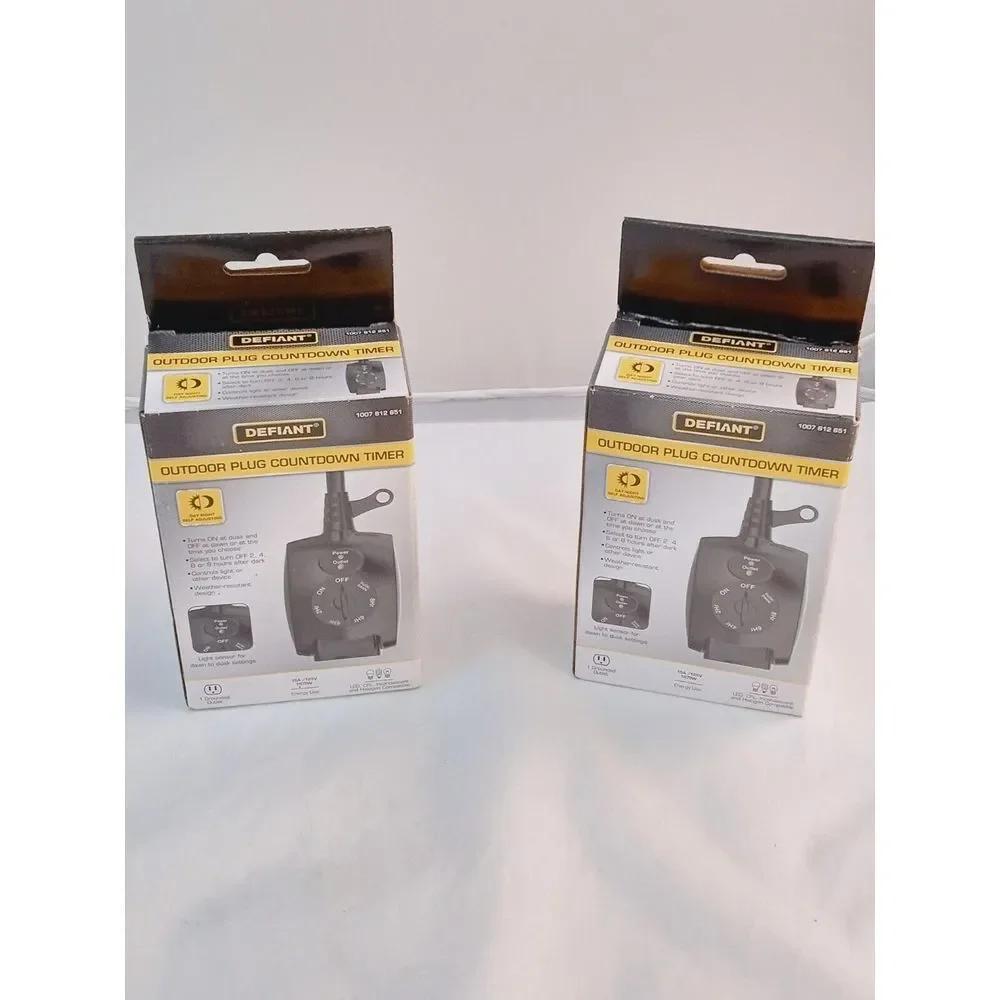 2-Defiant 15 Amp 24-Hour Outdoor Plug-In Mechanical Dusk to Dawn Countdown Timer